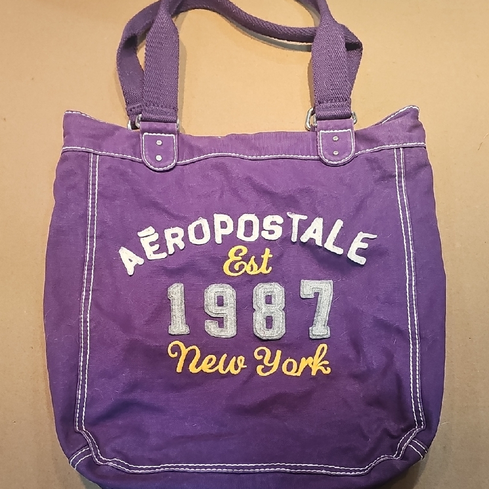 Aeropostale Purple and Yellow Tote Bag